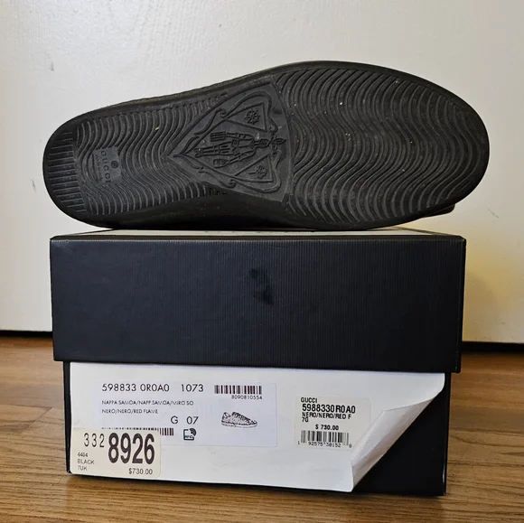 Gucci Men's Ace Rhombus Stitched GG Leather Sneakers - Picture 8 of 9